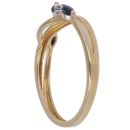 9ct Yellow Gold 0.01ct Diamond and Sapphire Crossover Ring