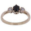 9ct Yellow Gold 0.10ct Diamond and Sapphire Three Stone Ring