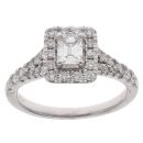 Platinum 0.78ct Emerald And Brilliant Cut Diamond Cluster Ring