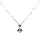 9ct White Gold 0.01ct Diamond and Multi Gemstone Square Pendant and Chain 18"