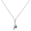 18ct White Gold 0.05ct Diamond and Black and White Pearl Necklace 18"