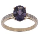 9ct Yellow Gold 0.05ct Diamond and Iolite Single Stone Ring