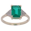9ct Yellow Gold 0.01ct Diamond and Created Emerald Ring
