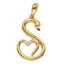 22ct Yellow Gold Cubic Zirconia Swan Pendant