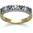 9ctYellow Gold Diamond 0.15ct & Sapphire Half Eternity Ring