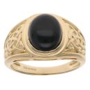 9ct Yellow Gold Black Gemstone Cabochon Signet Ring