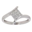 9ct White Gold 0.20ct Brilliant Cut Diamond Cluster Twist Ring