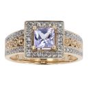9ct Yellow Gold Tanzanite & 0.29cts Diamond Princess Cut Ring by Anya Belle