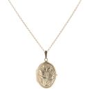 9ct Yellow Gold Patterned Locket Pendant And Chain 22"
