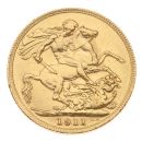 1911 George V Large Head UK Full Sovereign Coin