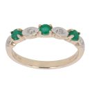 9ct Yellow Gold 0.04ct Diamond And Emerald Ring