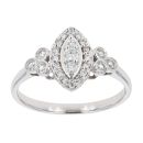 9ct White Gold 0.30ct Diamond Marquise Cluster Ring