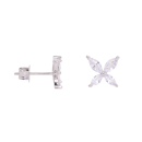 Silver Cubic Zirconia Flower Stud Earrings by Icesia