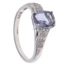 9ct White Gold 0.05ct Brilliant Cut Diamond and Lolite Solitaire Ring