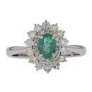 9ct White Gold 0.54ct Diamond And Emerald Ring