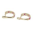 14ct Yellow Gold Cubic Zirconia And Pink Stone Set Earrings