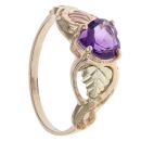 9ct Yellow and Rose Gold Amethyst Heart Single Stone Ring