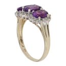 9ct Yellow Gold 0.25ct Diamond and Amethyst Cluster Ring
