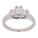 18ct White Gold 0.65ct Baguette Cut Diamond Trilogy Ring