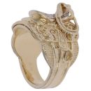 9ct Yellow Gold Cubic Zirconia Patterned Saddle Ring