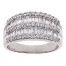 18ct White Gold 1.25ct Brilliant and Baguette Cut Diamond Five Row Ring