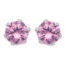 Silver Pink Cubic Zirconia Stud Earrings By Icesia