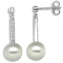 18ct White Gold 0.12ct Diamond Pearl Earrings