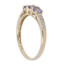 9ct Yellow Gold 0.05ct Brilliant Cut Diamond and Tanzanite Three Stone Ring