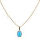 9ct Yellow Gold Turquoise Pendant and Chain 20"