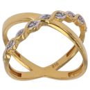 22ct Yellow Gold Cubic Zirconia Cross Over Fancy Ring