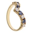 18ct Yellow Gold 0.50ct Brilliant Cut Diamond and Sapphire Wishbone Ring