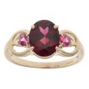 9ct Yellow Gold Garnet and Pink Sapphire Three stone Ring