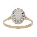 9ct Yellow Gold 0.05ct Diamond and Opal Cluster Ring