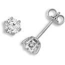 18ct White Gold 1.00ct Six Claw Diamond Solitaire Stud Earrings