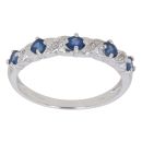 9ct White Gold 0.05ct Diamond And Sapphire Ring