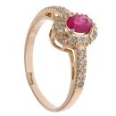14ct Yellow Gold 0.25ct Brilliant Cut Diamond and Ruby Cluster Ring