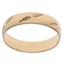 18ct Yellow Gold Patterned Leaves Wedding Band 4mm