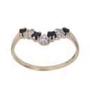 9ct Yellow Gold Cubic Zirconia and Sapphire Wishbone Ring