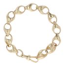 9ct Yellow Gold Patterned And Plain Acorn Bracelet 8"