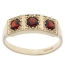 9ct Yellow Gold Garnet Three Stone Ring