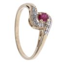 9ct Yellow Gold 0.05ct Diamond and Ruby Cluster Ring