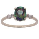 9ct Yellow Gold 0.02ct Diamond and Mystic Topaz Ring