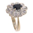 9ct Yellow Gold 0.10ct Diamond and Sapphire Cluster Ring