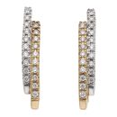 9ct Yellow And White Gold 0.25ct Diamond V Hoop Earrings
