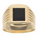 14ct Yellow Gold Black Enamel Signet Ring
