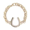 9ct Yellow Gold Cubic Zirconia Horseshoe Belcher Bracelet 6"