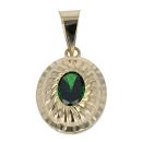 14ct Yellow Gold Green Stone Set Pendant