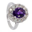 9ct White Gold 1ct Diamond And Amethyst Cluster Ring