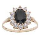 9ct Yellow Gold Cubic Zirconia and Sapphire Cluster Ring