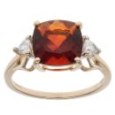 9ct Yellow Gold Cubic Zirconia and Garnet Solitaire Ring